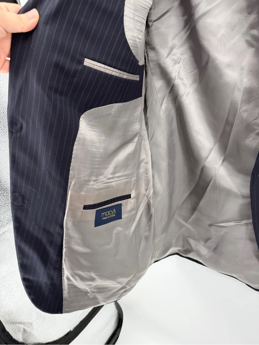 Hart Schaffner Mobstercore Corpcore Goth Marx Navy Pinstripe Sport Coat Sz44R